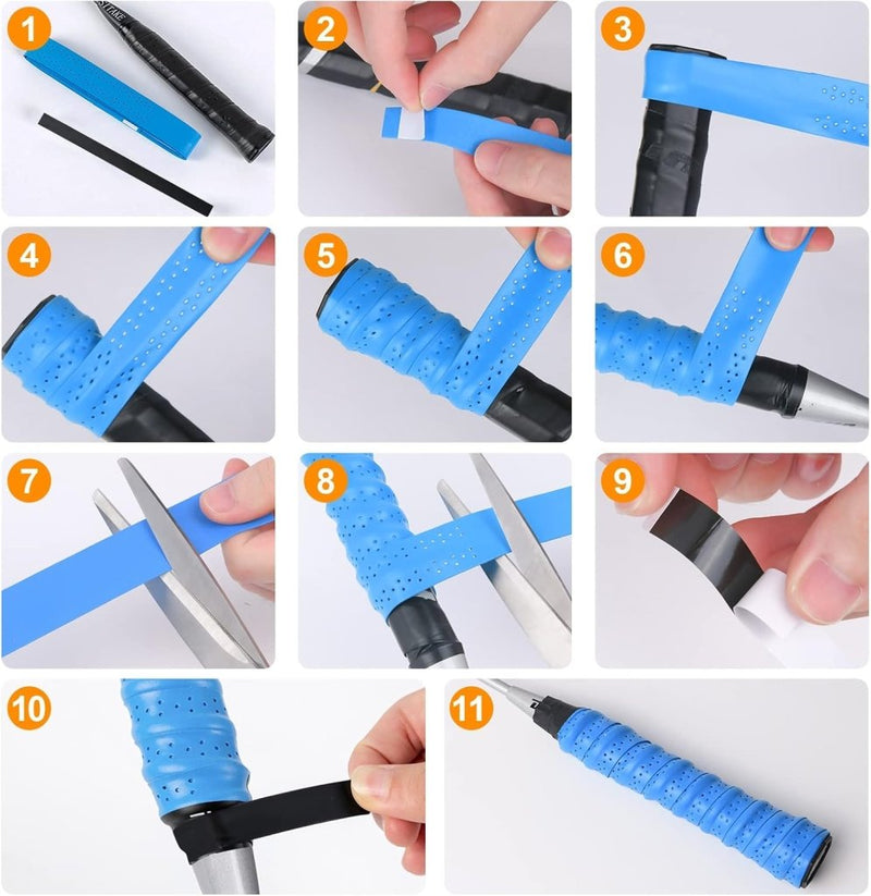 Charger l’image dans la visionneuse de galerie, Racket gripbanden 6 stuks van antislip PU met ademende perforatie voor tennis badminton en squash – overgrips – racketwikkels - happygetfit.com
