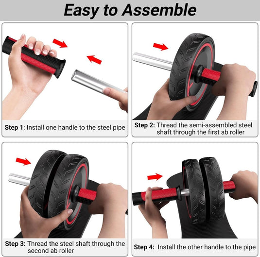 READAEER Ab Roller Wheel, Heavy Duty Workout Equipment for Home Gym, Professional Metal Handle with Rubber Surface Abdominal Exercise Wheel for Strength Training, Ab Wheel with Knee Pad - happygetfit.com