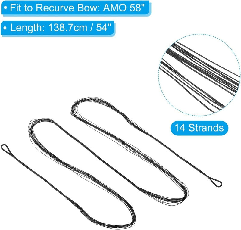 Load image into Gallery viewer, Recurve boogsnaar 54 inch 14 strengen voor AMO 58 inch met 4 nokpunten – boogschieten accessoires - happygetfit.com
