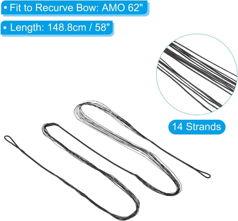 Load image into Gallery viewer, Recurve boogsnaar 54 inch 14 strengen voor AMO 58 inch met 4 nokpunten – boogschieten accessoires - happygetfit.com
