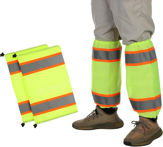 Reflecterende beenhoezen 1 paar high visibility geel-oranje – hi-vis beenkappen – outdoor accessoires - happygetfit.com