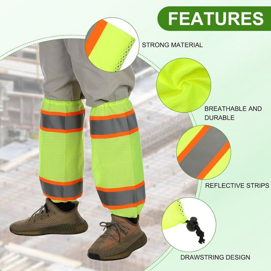 Reflecterende beenhoezen 1 paar high visibility geel-oranje – hi-vis beenkappen – outdoor accessoires - happygetfit.com