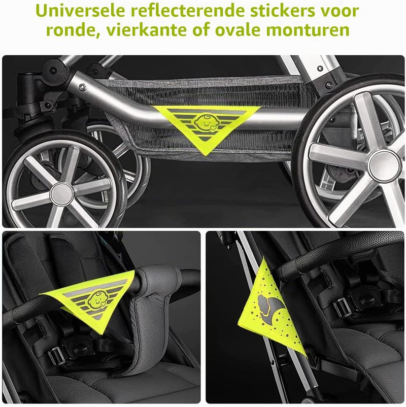 Laad afbeelding in Galerijviewer, Reflecterende kinderwagenstickers 4 stuks 12 x 12 cm van Oxford-stof met klittenband – veiligheidsreflectoren – zichtbaarheid - happygetfit.com
