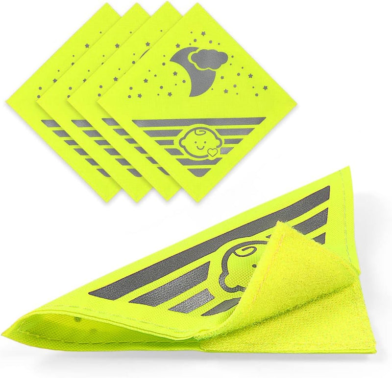 Laad afbeelding in Galerijviewer, Reflecterende kinderwagenstickers 4 stuks 12 x 12 cm van Oxford-stof met klittenband – veiligheidsreflectoren – zichtbaarheid - happygetfit.com
