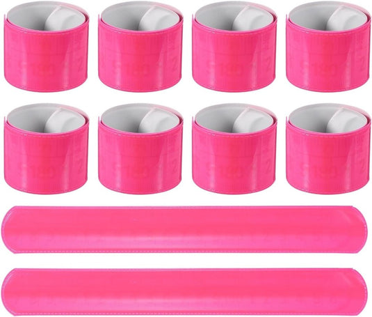 Reflecterende klikarmbanden 10 stuks 22 x 3 cm roze – veiligheidsbanden – hardloop fiets accessoires - happygetfit.com