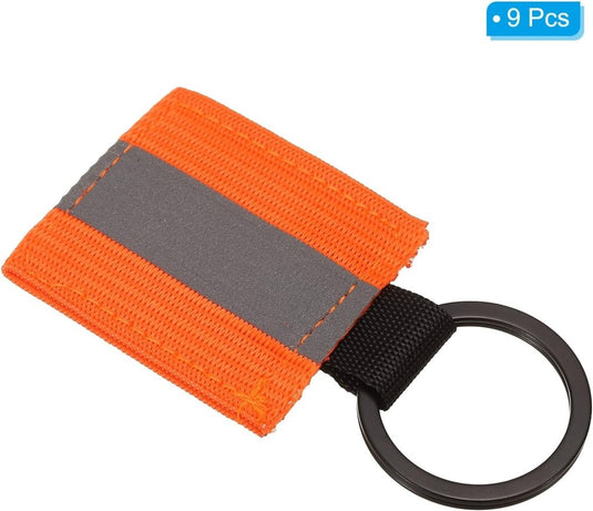 Reflecterende sleutelhangers 9 stuks van nylon zwart – reflector hangers – fiets hardloop accessoires - happygetfit.com