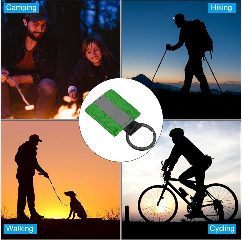 Chargez l'image dans la visionneuse de la galerie, Reflecterende sleutelhangers 9 stuks van nylon zwart – reflector hangers – fiets hardloop accessoires - happygetfit.com

