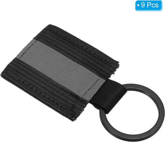 Reflecterende sleutelhangers 9 stuks van nylon zwart – reflector hangers – fiets hardloop accessoires - happygetfit.com
