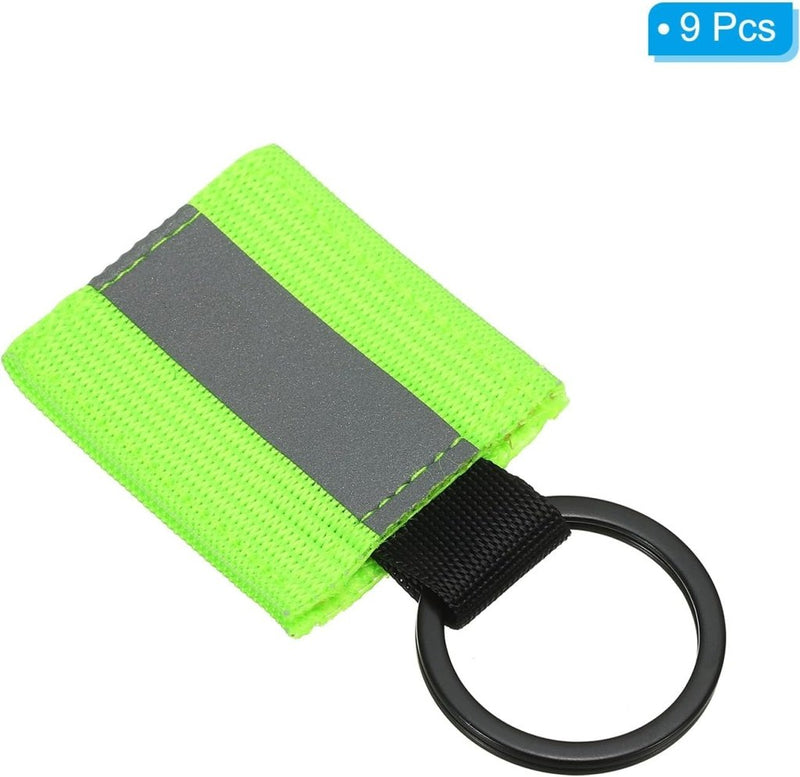 Chargez l'image dans la visionneuse de la galerie, Reflecterende sleutelhangers 9 stuks van nylon zwart – reflector hangers – fiets hardloop accessoires - happygetfit.com
