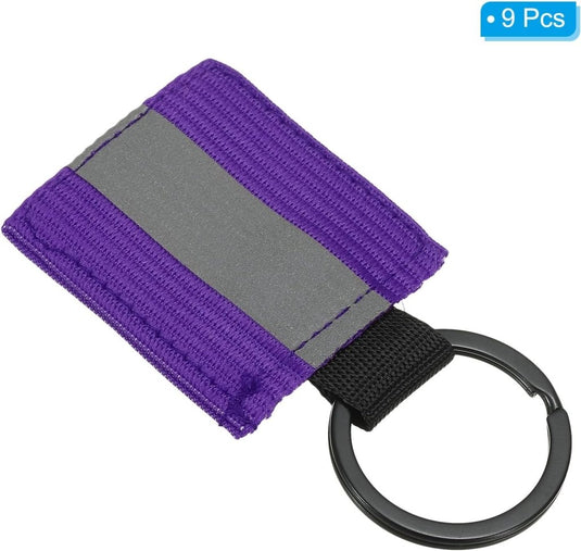 Reflecterende sleutelhangers 9 stuks van nylon zwart – reflector hangers – fiets hardloop accessoires - happygetfit.com