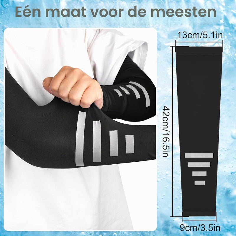 Charger l’image dans la visionneuse de galerie, Reflecterende sportarmmouwen met UV-bescherming van elastische ademende stof – zonwerende mouwen – armprotectie - happygetfit.com
