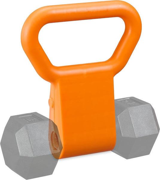 Relaxdays handvat dumbbell, HxBxD, voor krachttraining, fitness, workout, HxBxD: 28 x 23 x 7 cm, oranje - happygetfit.com