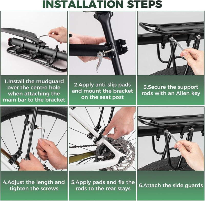 Load image into Gallery viewer, ROCKBROS Fietsenrek Fiets Bagagedrager Mountainbike Frame Snelkoppeling met Reflector 24-29 inch met/zonder Spatborden Aluminiumlegering - happygetfit.com
