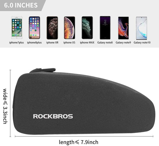ROCKBROS Waterdichte Fietsdriehoek Tas - Voorste Frame Bovenbuis Tas - Cycle Pouch Pack Fietsdriehoek Pannier 1,6 L/1L - happygetfit.com