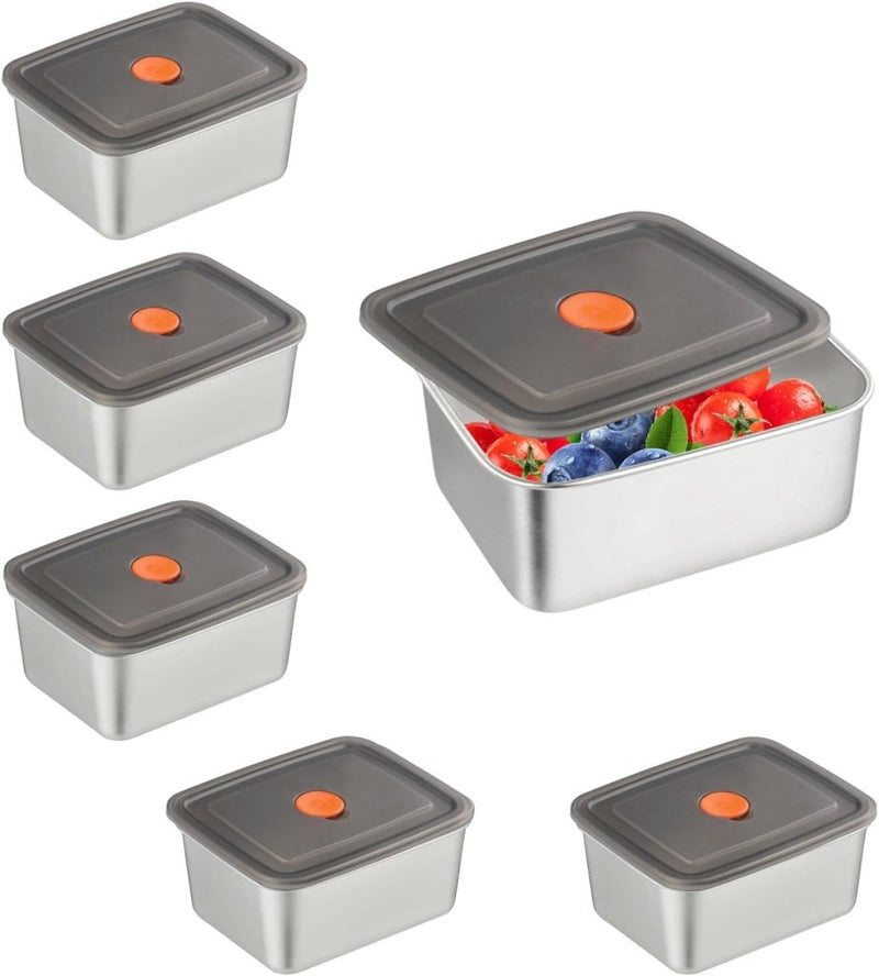 Laad afbeelding in Galerijviewer, Roestvrijstalen vershoudbakjes set van 6 stuks 500 ml - happygetfit.com
