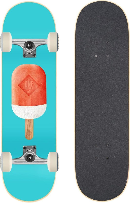 RollerCoaster Skateboards Drop-Through The One Edition: Feathers, Palms, Icecream, Surfer (Icecream) - happygetfit.com