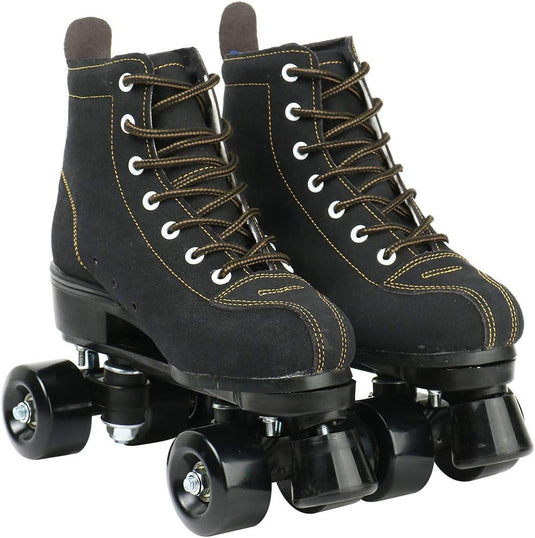 Rolschaatsen Dubbele rijschaatsen Verstelbare vierwielige rolschaatsen voor buiten, maat 4.5/5.5/6.5/7/7.5/8/8.5/9.5/10.5 (zwart, 45=UK:10.5) - happygetfit.com