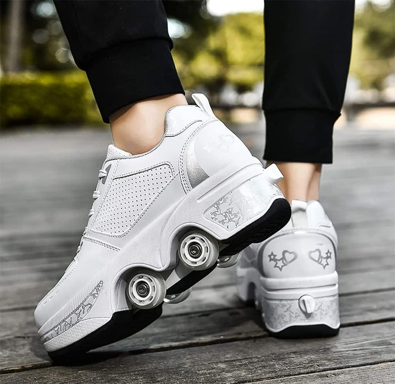 Load image into Gallery viewer, Rolschaatsen met wielen voor meisjes, vervorming, rolschaatsen, 2-in-1 inline skates, multifunctionele rolschaatsen, casual sportschoenen - happygetfit.com
