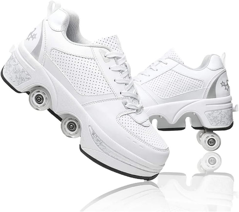 Load image into Gallery viewer, Rolschaatsen met wielen voor meisjes, vervorming, rolschaatsen, 2-in-1 inline skates, multifunctionele rolschaatsen, casual sportschoenen - happygetfit.com
