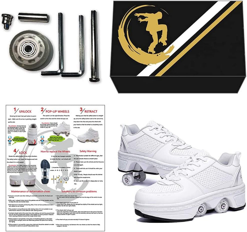 Load image into Gallery viewer, Rolschaatsen met wielen voor meisjes, vervorming, rolschaatsen, 2-in-1 inline skates, multifunctionele rolschaatsen, casual sportschoenen - happygetfit.com
