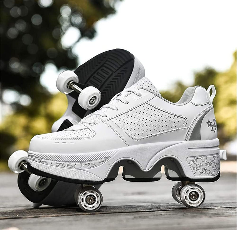 Load image into Gallery viewer, Rolschaatsen met wielen voor meisjes, vervorming, rolschaatsen, 2-in-1 inline skates, multifunctionele rolschaatsen, casual sportschoenen - happygetfit.com
