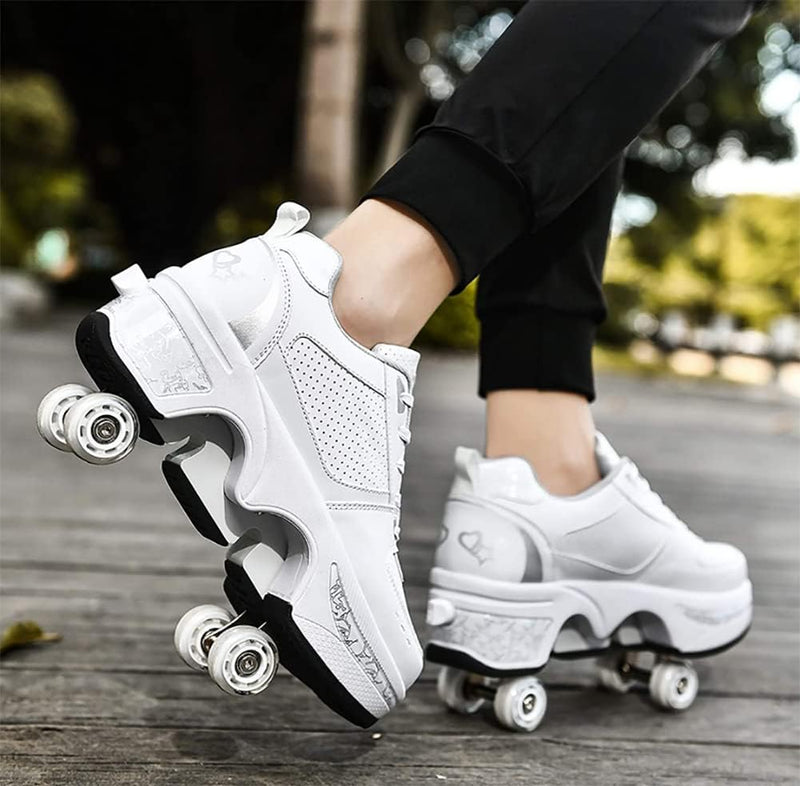 Load image into Gallery viewer, Rolschaatsen met wielen voor meisjes, vervorming, rolschaatsen, 2-in-1 inline skates, multifunctionele rolschaatsen, casual sportschoenen - happygetfit.com
