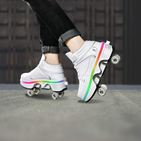 Rolschaatsen, schoenen met wieltjes, skateschoenen, inline skates, verstelbare damesschoenen met wieltjes, voor meisjes - happygetfit.com
