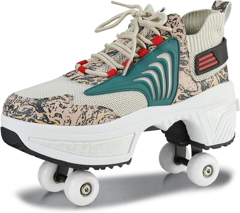 Load image into Gallery viewer, Rolschaatsen, schoenen met wieltjes, skateschoenen, inline skates, verstelbare damesschoenen met wieltjes, voor meisjes - happygetfit.com
