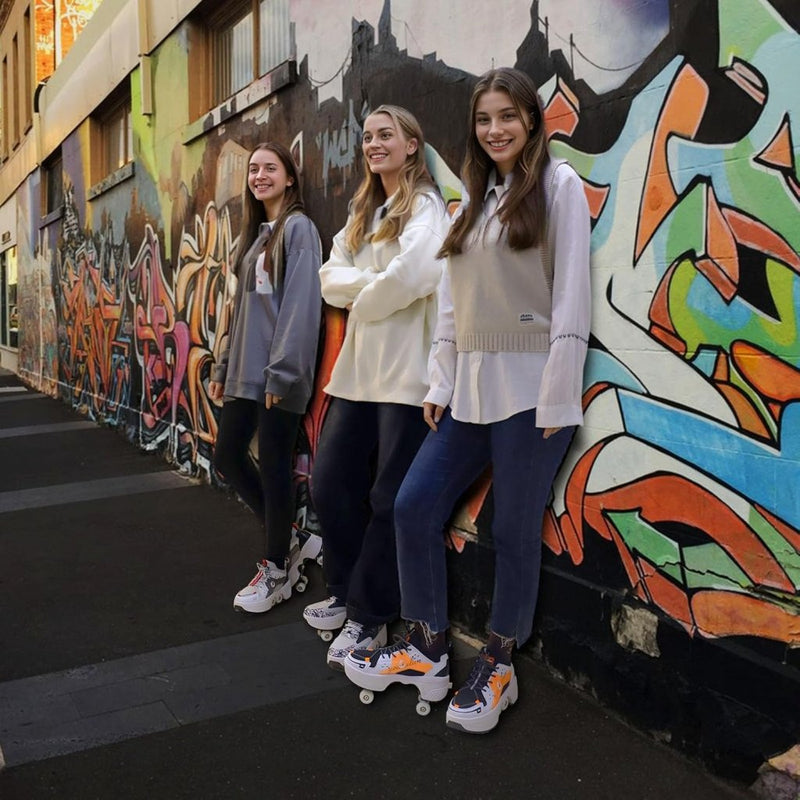 Load image into Gallery viewer, Rolschaatsen, schoenen met wieltjes, skateschoenen, inline skates, verstelbare damesschoenen met wieltjes, voor meisjes - happygetfit.com
