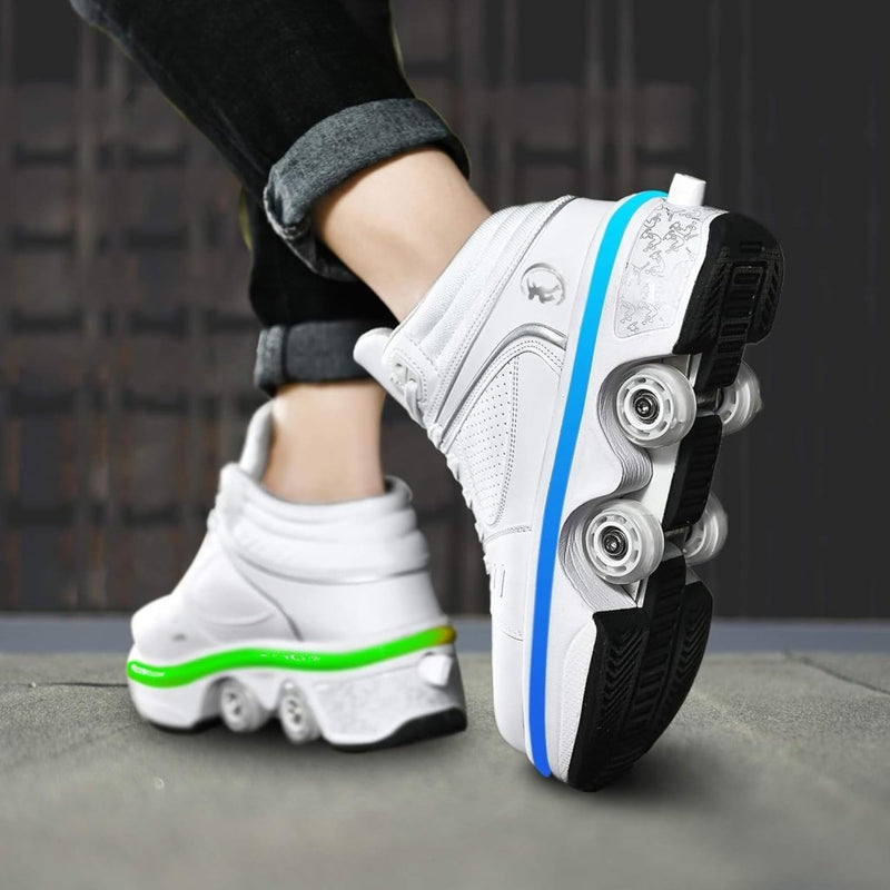 Load image into Gallery viewer, Rolschaatsen, schoenen met wieltjes, skateschoenen, inline skates, verstelbare damesschoenen met wieltjes, voor meisjes - happygetfit.com
