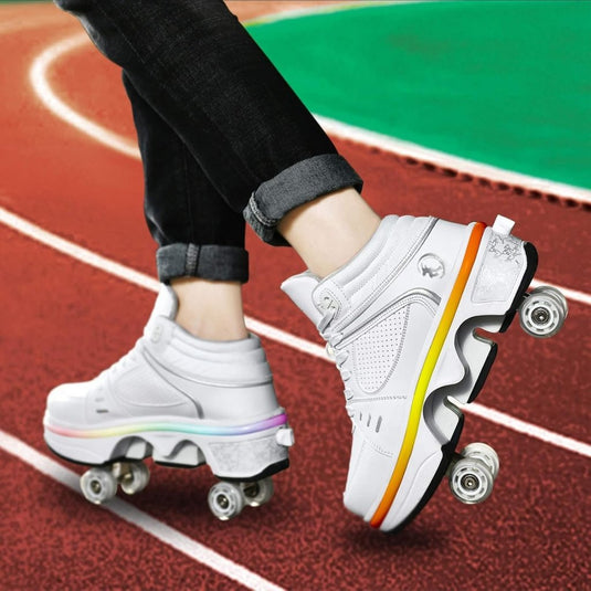 Rolschaatsen, schoenen met wieltjes, skateschoenen, inline skates, verstelbare damesschoenen met wieltjes, voor meisjes - happygetfit.com