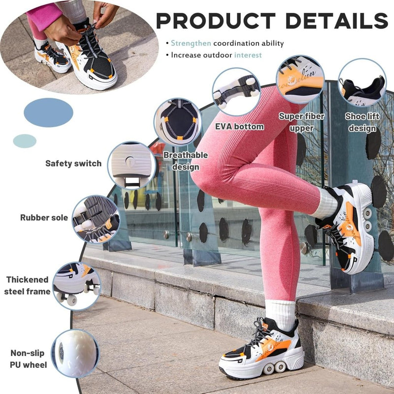 Load image into Gallery viewer, Rolschaatsen, schoenen met wieltjes, skateschoenen, inline skates, verstelbare damesschoenen met wieltjes, voor meisjes - happygetfit.com
