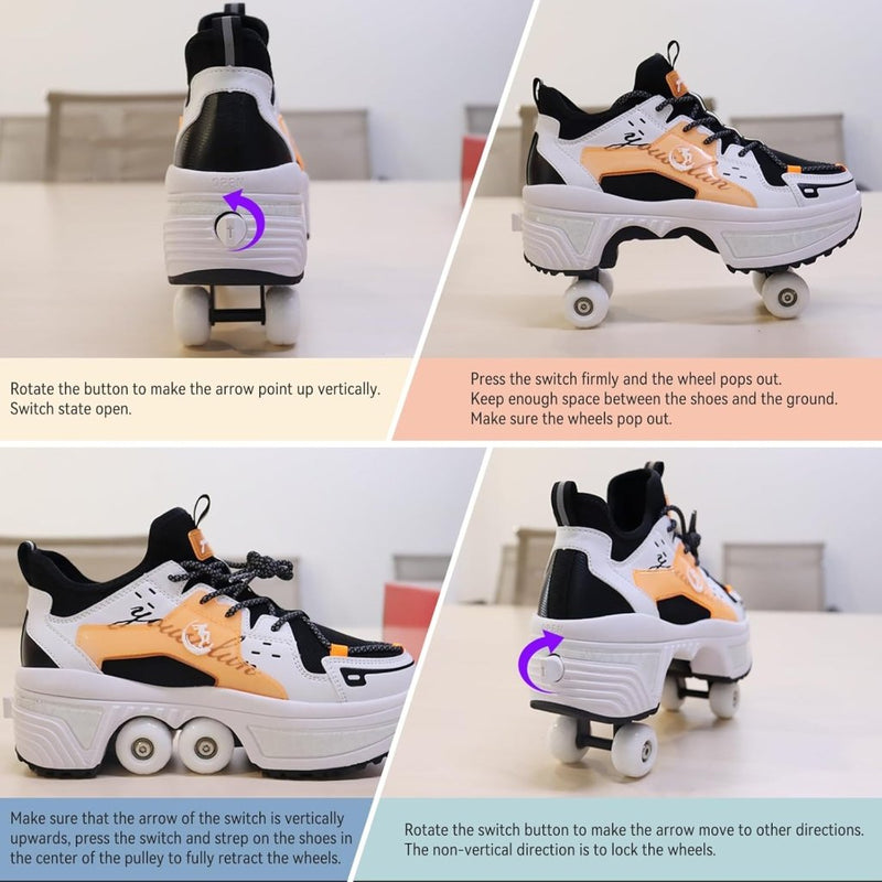 Load image into Gallery viewer, Rolschaatsen, schoenen met wieltjes, skateschoenen, inline skates, verstelbare damesschoenen met wieltjes, voor meisjes - happygetfit.com
