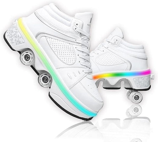 Rolschaatsen, schoenen met wieltjes, skateschoenen, inline skates, verstelbare damesschoenen met wieltjes, voor meisjes - happygetfit.com