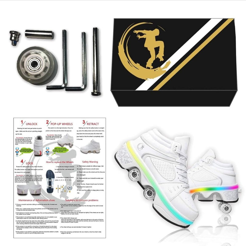 Load image into Gallery viewer, Rolschaatsen, schoenen met wieltjes, skateschoenen, inline skates, verstelbare damesschoenen met wieltjes, voor meisjes - happygetfit.com
