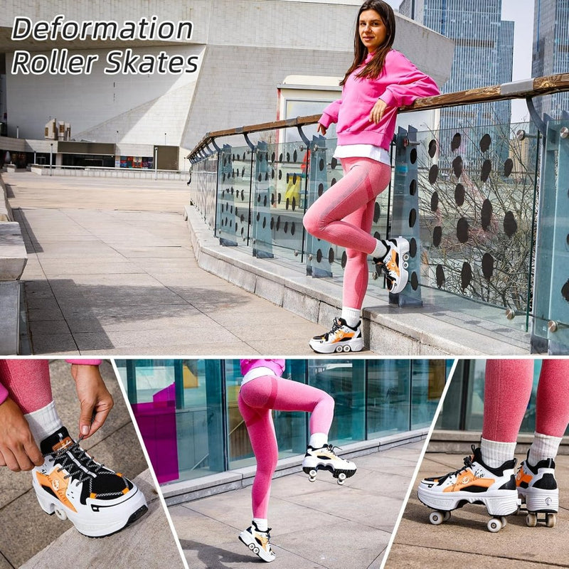 Load image into Gallery viewer, Rolschaatsen, schoenen met wieltjes, skateschoenen, inline skates, verstelbare damesschoenen met wieltjes, voor meisjes - happygetfit.com
