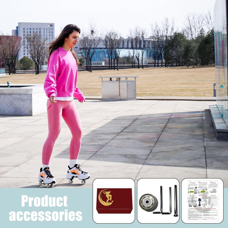 Load image into Gallery viewer, Rolschaatsen, schoenen met wieltjes, skateschoenen, inline skates, verstelbare damesschoenen met wieltjes, voor meisjes - happygetfit.com
