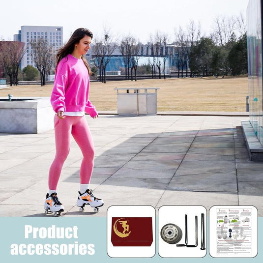 Rolschaatsen, schoenen met wieltjes, skateschoenen, inline skates, verstelbare damesschoenen met wieltjes, voor meisjes - happygetfit.com