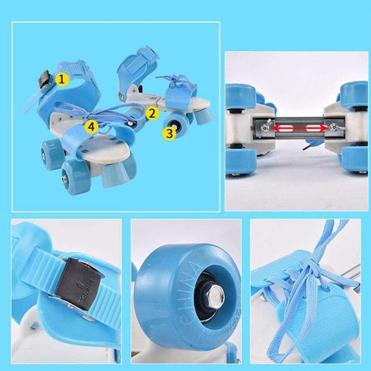 Rolschaatsen voor kinderen, verstelbaar, 4 wielen, inlineskates, schaatsen, chroom, kogellagers, fitnessschoenen, inlineskates, voor meisjes en jongens, beginners - happygetfit.com