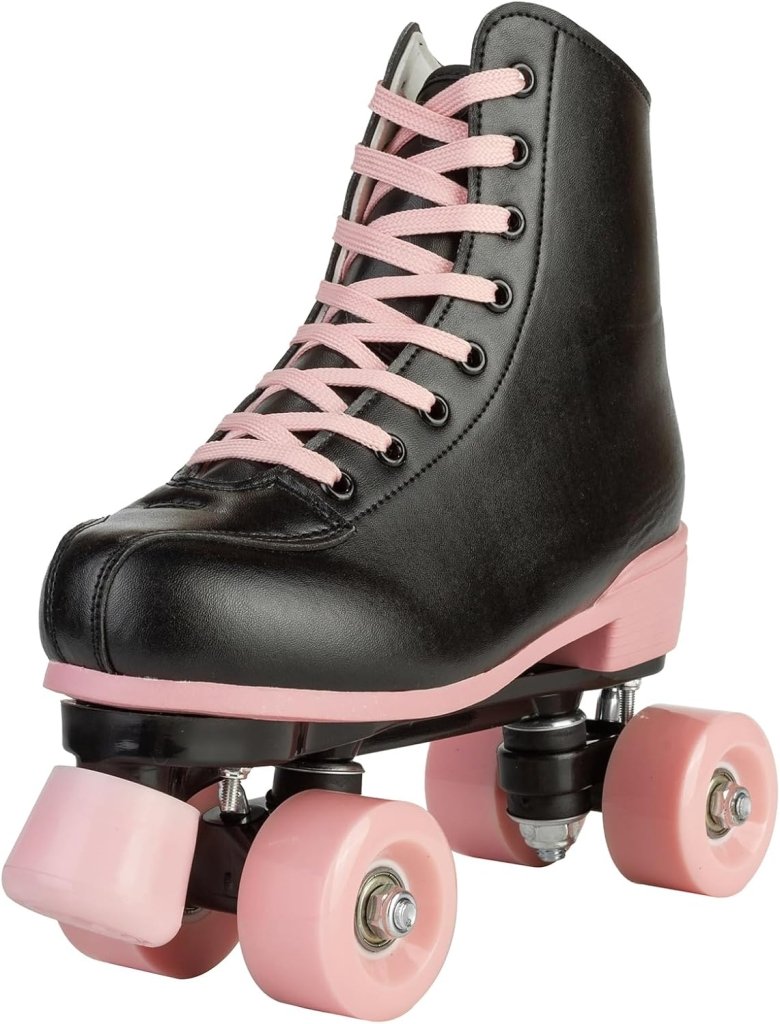 Load image into Gallery viewer, Rolschaatsen voor vrouwen meisjes zwarte roller derby skates volwassen dubbele rij lichtgevende schaatsen voor jeugd volwassen beginner (Eur 99-24 cm - UK: Dames 5,5 / Heren 5) - happygetfit.com
