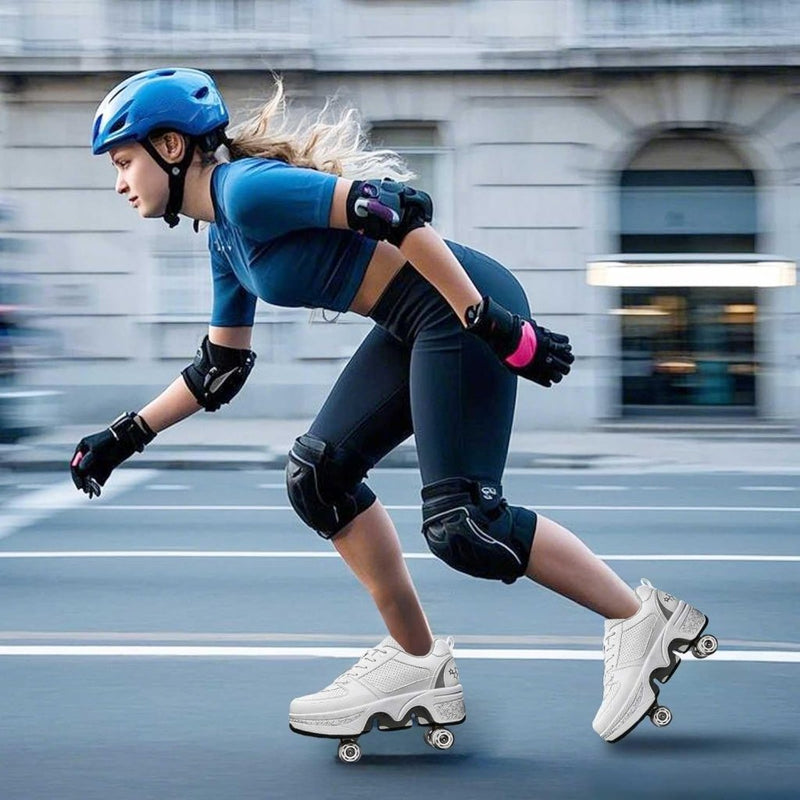 Load image into Gallery viewer, Rolschoenen voor jongens en meisjes, met wielen, intrekbaar, sneakers, schoenen die veranderen in een roller met 4 wielen, voor jongeren en volwassenen - happygetfit.com
