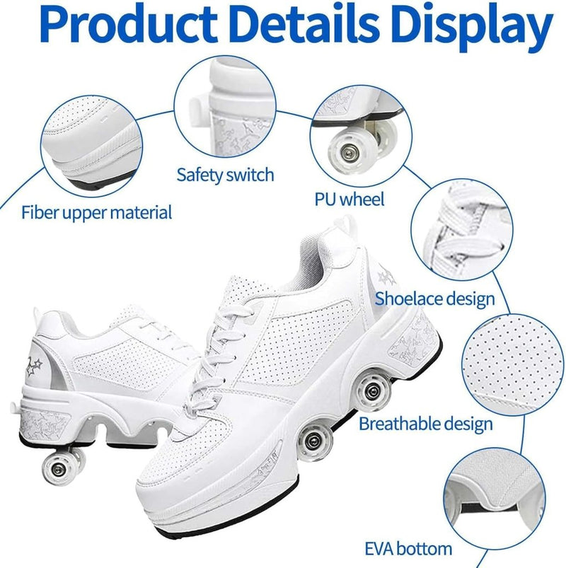 Load image into Gallery viewer, Rolschoenen voor jongens en meisjes, met wielen, intrekbaar, sneakers, schoenen die veranderen in een roller met 4 wielen, voor jongeren en volwassenen - happygetfit.com
