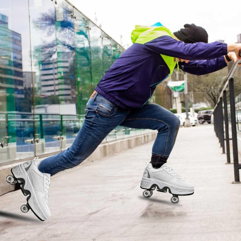 Load image into Gallery viewer, Rolschoenen voor jongens en meisjes, met wielen, intrekbaar, sneakers, schoenen die veranderen in een roller met 4 wielen, voor jongeren en volwassenen - happygetfit.com

