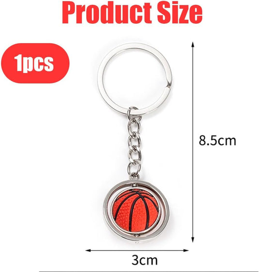 Roterende basketbal sleutelhanger zilver - happygetfit.com