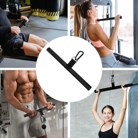 Roterende rechte kabelstang 42,5 cm met karabijnhaak – lat pulldown bar – kabelaccessoire - happygetfit.com