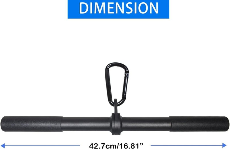 Chargez l'image dans la visionneuse de la galerie, Roterende rechte kabelstang 42,5 cm met karabijnhaak – lat pulldown bar – kabelaccessoire - happygetfit.com
