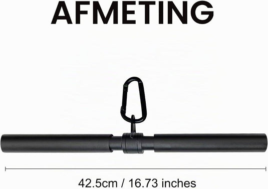 Roterende rechte kabelstang 42,5 cm met karabijnhaak – lat pulldown bar – kabelaccessoire - happygetfit.com