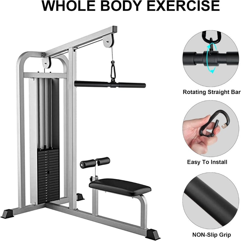 Chargez l'image dans la visionneuse de la galerie, Roterende rechte kabelstang 42,5 cm met karabijnhaak – lat pulldown bar – kabelaccessoire - happygetfit.com
