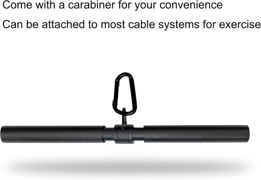 Roterende rechte kabelstang 42,5 cm met karabijnhaak – lat pulldown bar – kabelaccessoire - happygetfit.com