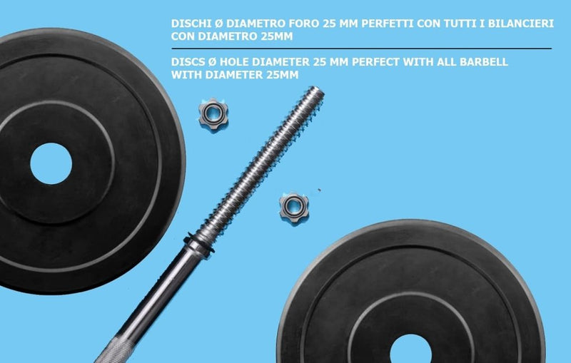 Laad afbeelding in Galerijviewer, Rubberen gietijzeren schijven G5 HT SPORT Ø gat 25 mm voor sportschool en thuisgymnastiek van 0,5 tot 20 kg voor stuur en halters - happygetfit.com
